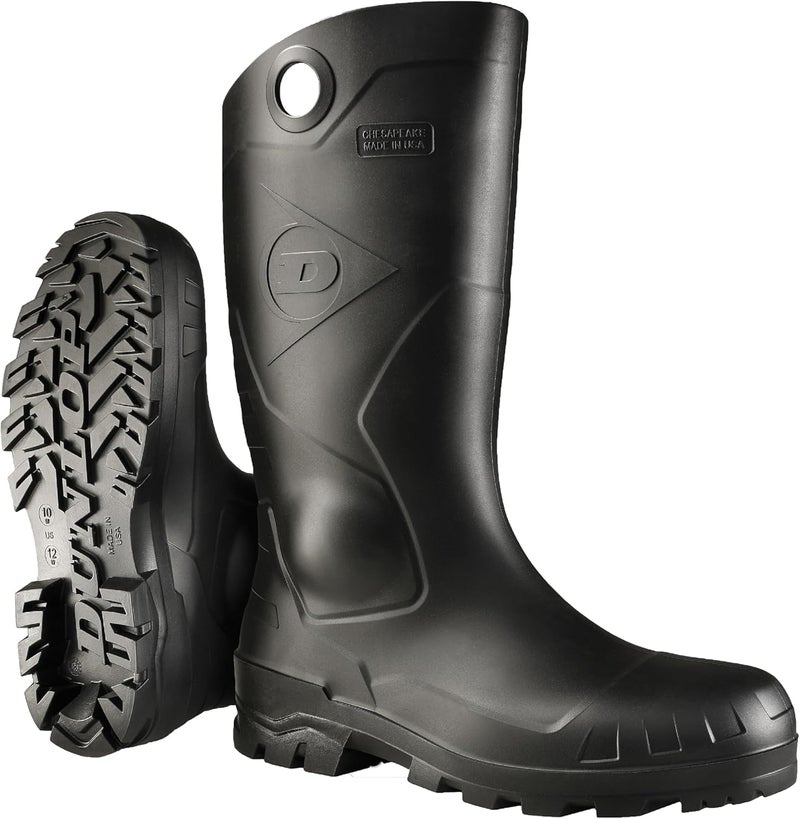 DUNLOP Chesapeake Rubber Boots for Men & Women – PVC - Waterproof - Lightweight Garden, Fishing & Rain Boots with Soft Toe and Wide Calf – Black – Size 3–15 - Image 1